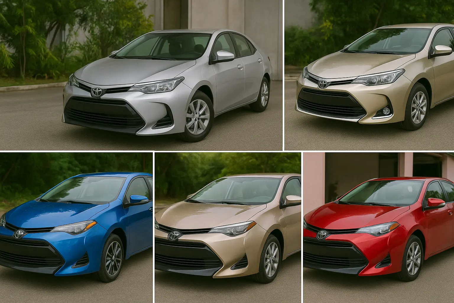 Best car paint colors for Jamaica – white, silver, gold, blue, and red cars.