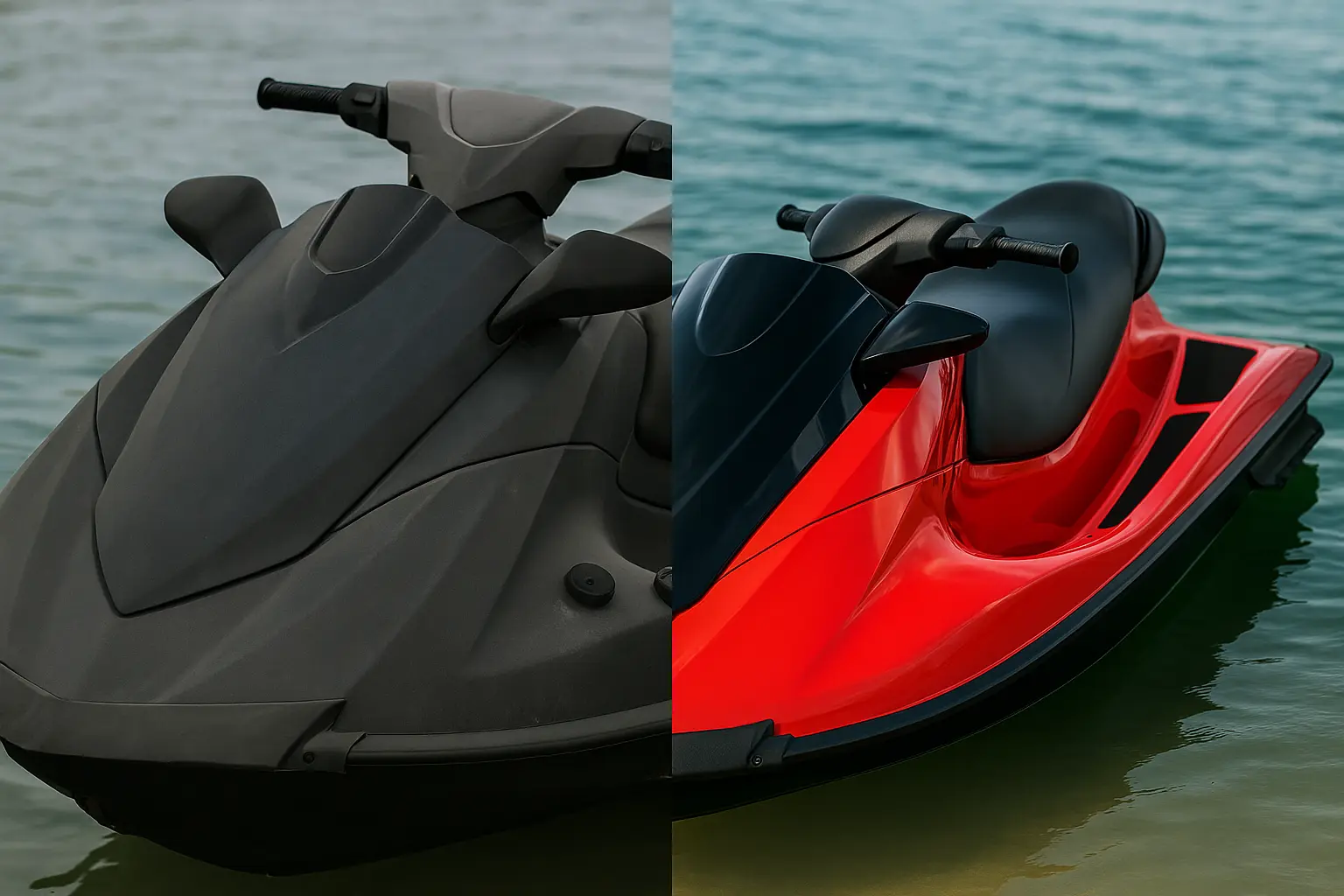 Before and after jet ski respray in Jamaica.